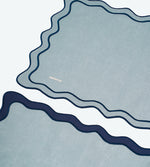 Blue scalloped linen placemats, set of 2 by neems