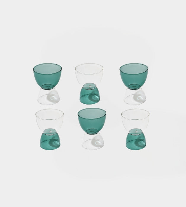 Green Half Bowls - set of 6